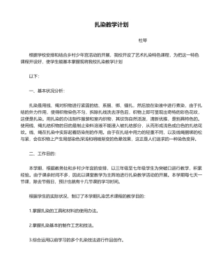 2025年扎染教学计划下