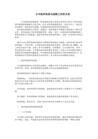 2025年组织架构与战略关系