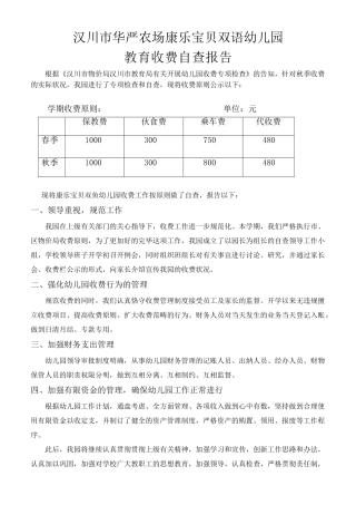 2025年康乐幼儿园收费自查报告