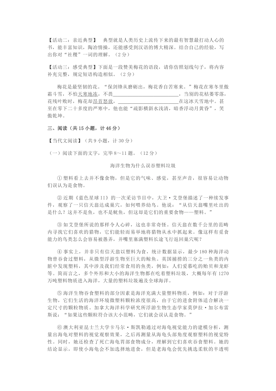 2025年中考语文模拟试题_第3页