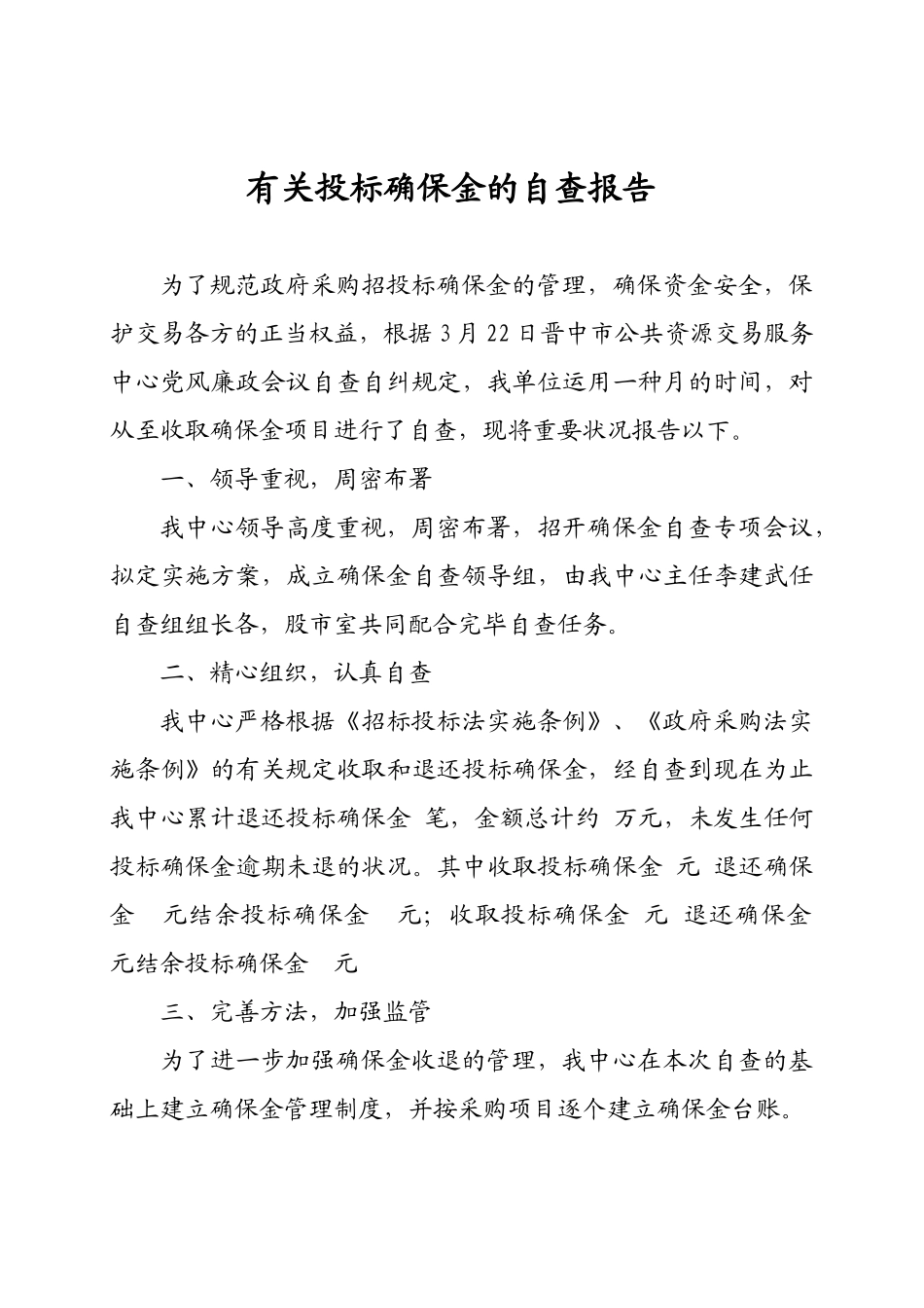 2025年保证金自查报告_第1页