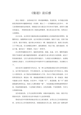 2025年狼道 读后感
