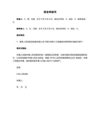 2025年保全申请书