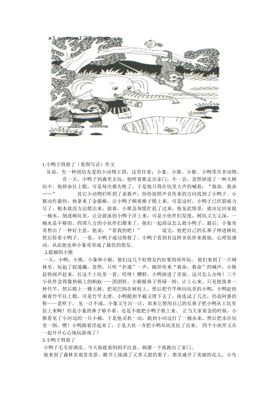 2025年看图作文：小鸭子得救了例文集_第1页