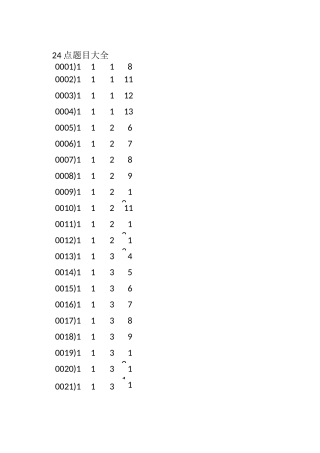 24点题目大全二十四点题目大全(答案)