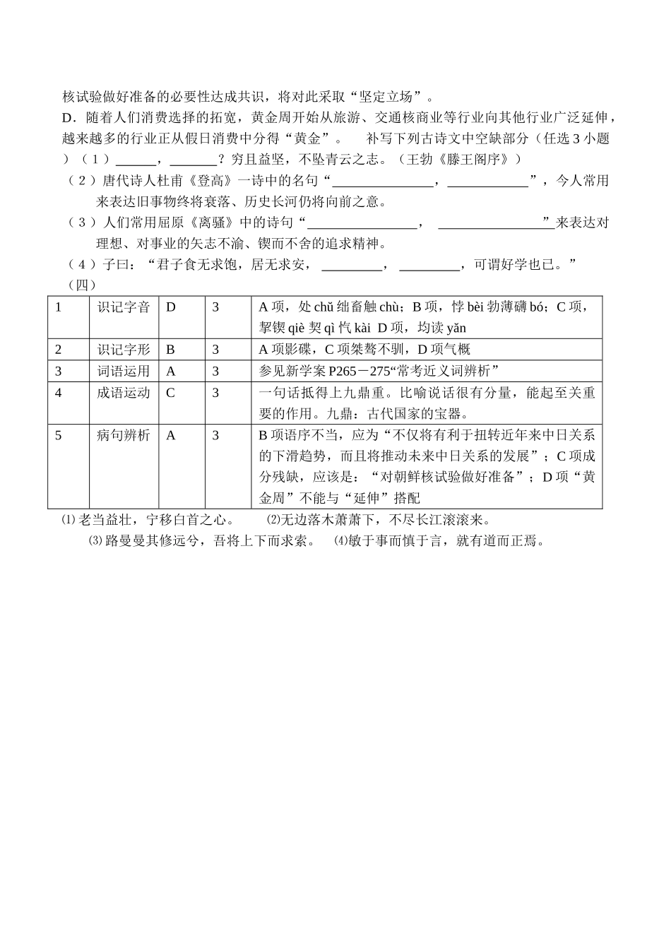高考语文复习基础知识练习(四)_第2页
