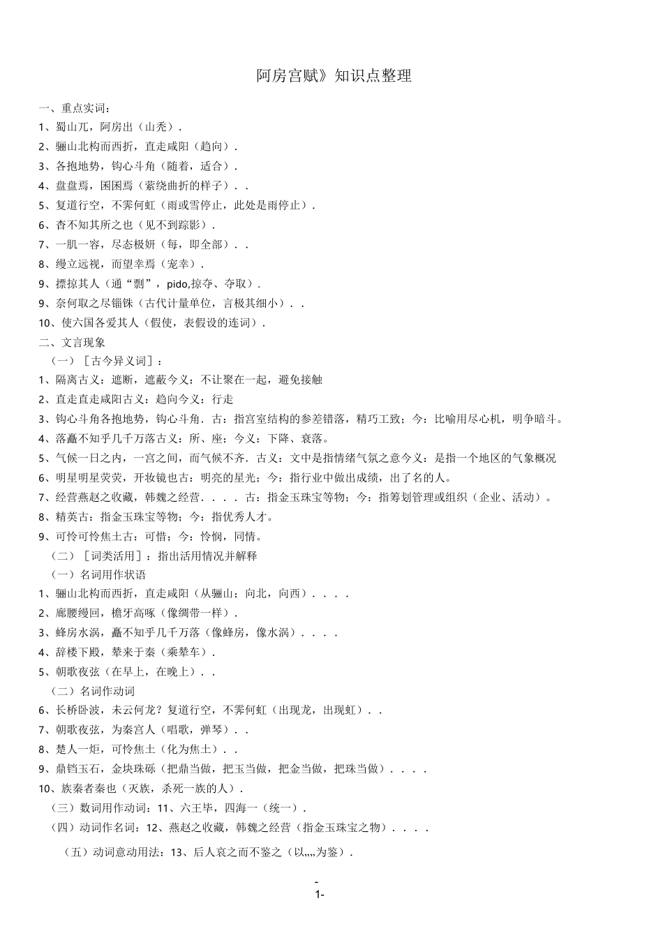 《阿房宫赋》知识点整理_第1页