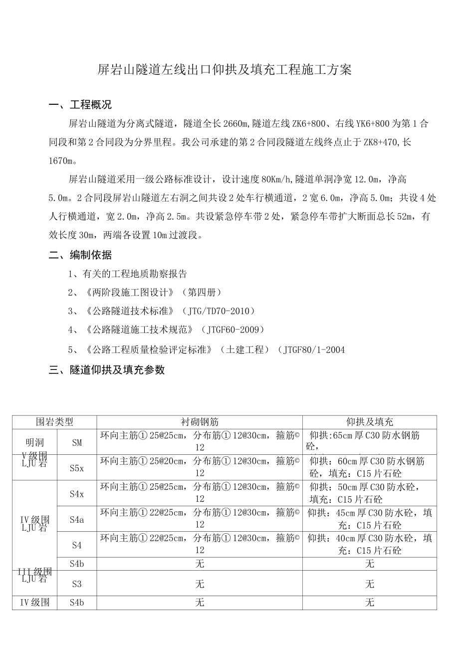 隧道仰拱及填充施工方案_第1页
