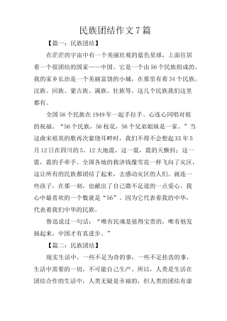 民族团结作文7篇