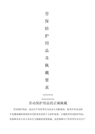 劳保用品及佩戴要求