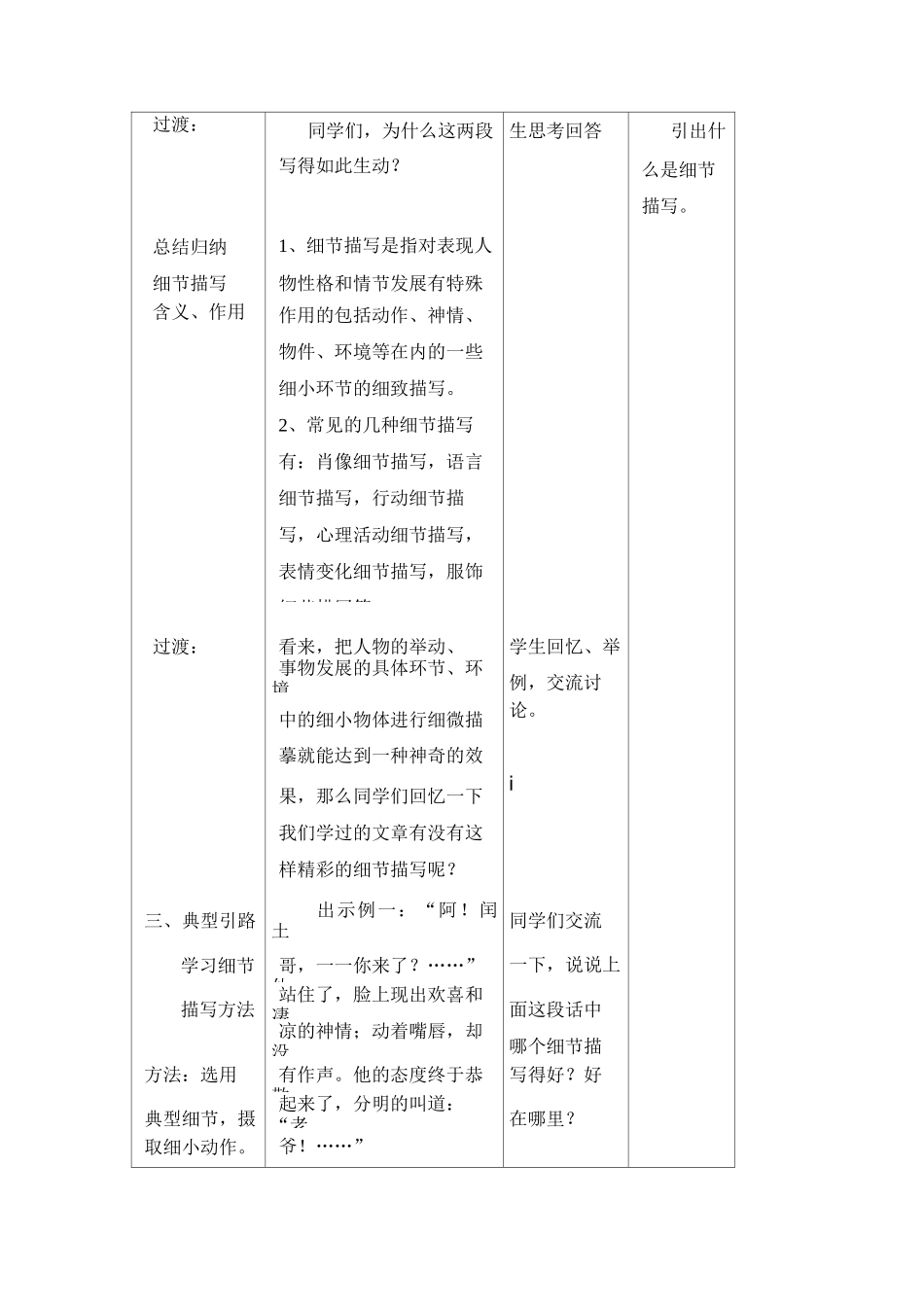 细节描写作文指导  表格教案_第3页