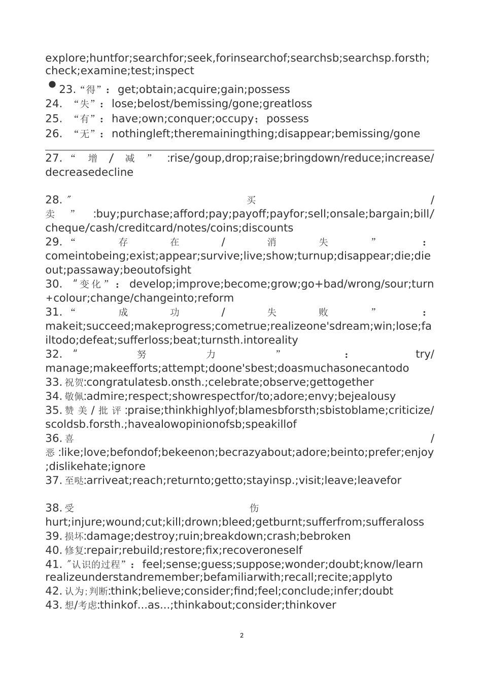 高中英语完型填空核心词汇及短语_第2页