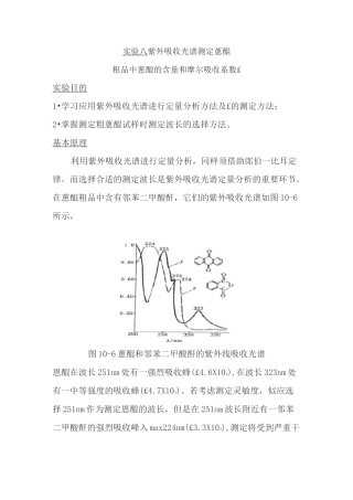 紫外吸收光谱测定蒽醌
