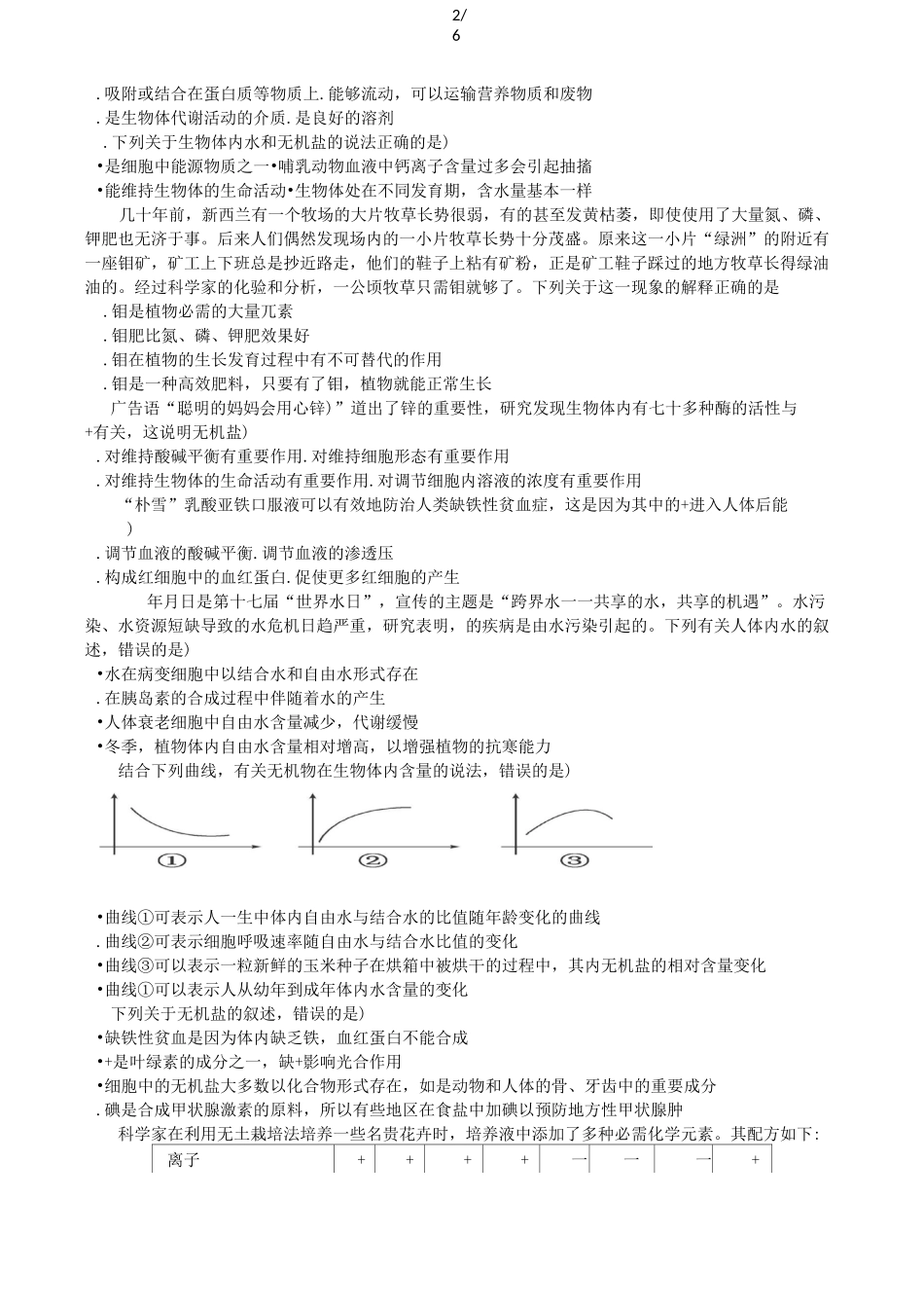 细胞中无机物习题_第2页
