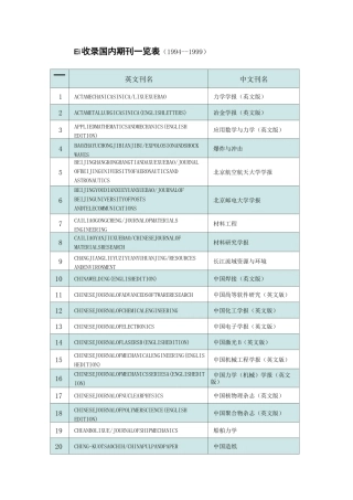 Ei-收录国内期刊一览表