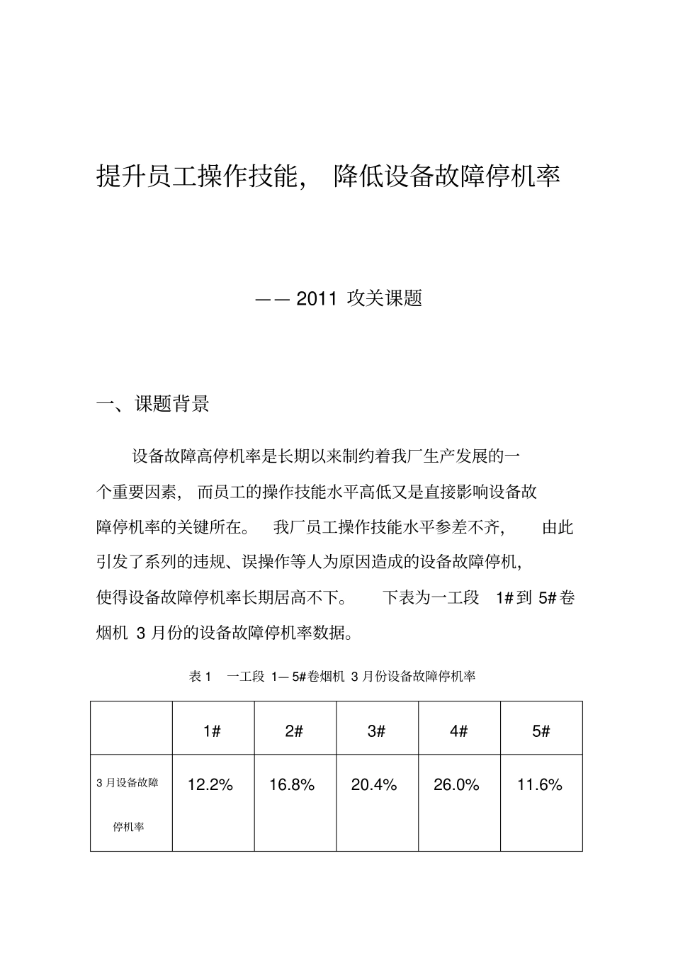 提升员工操作技能-降低设备故障停机率_第1页