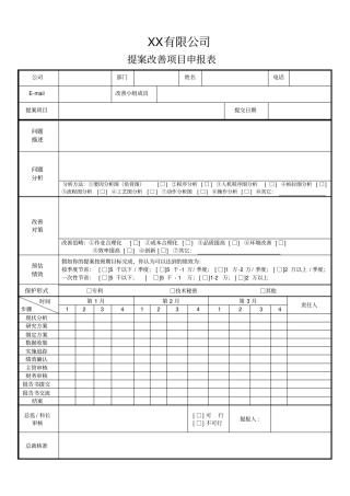 提案改善项目申报表
