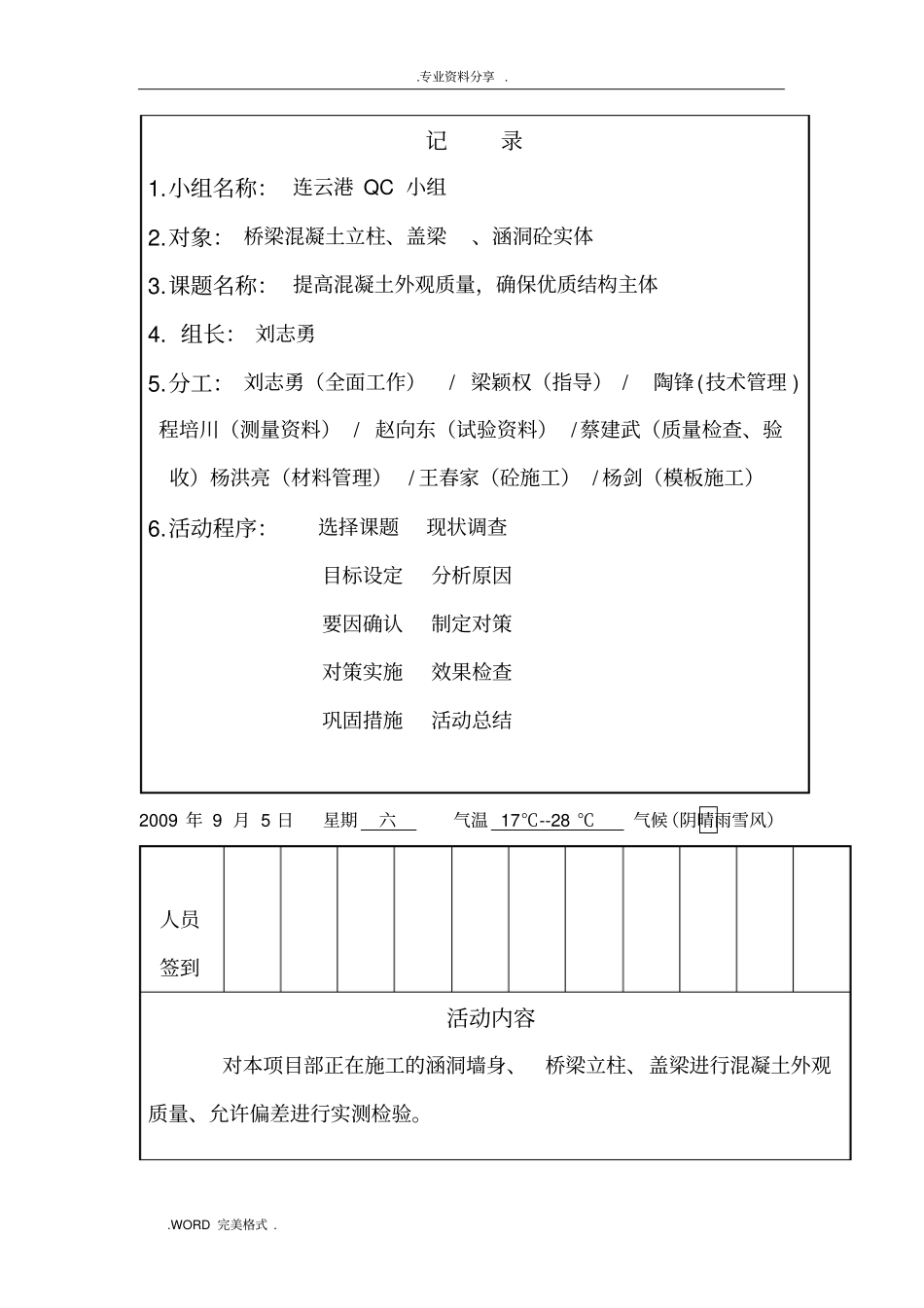 提高混凝土外观质量,QC小组活动记录文本_第3页