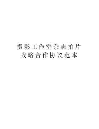 摄影工作室杂志拍片战略合作协议范本复习过程