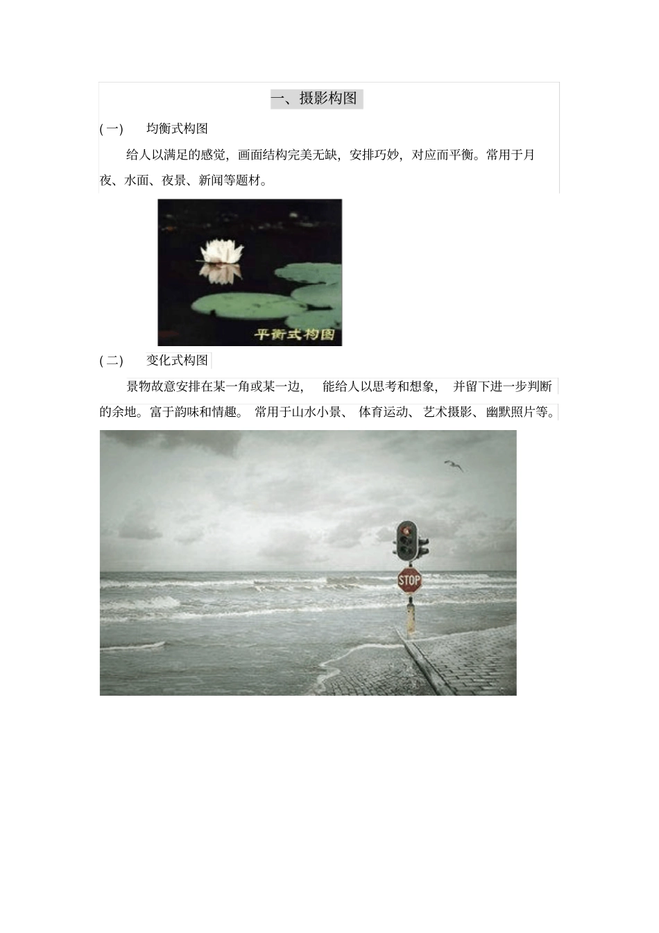 摄影基本构简介及不同场合摄影注意事项重点讲义资料_第1页