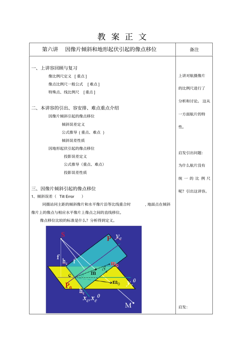 摄影测量学教学案第06讲因地形起伏和像片倾斜引起的像点移位_第3页