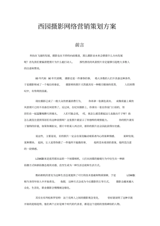 摄影网络营销策划方案