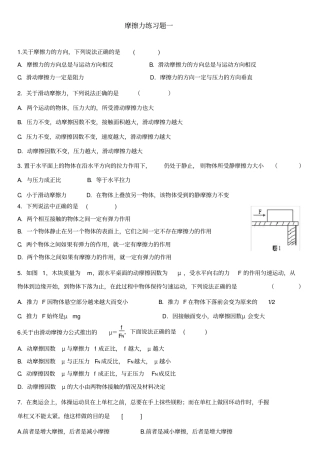 摩擦力典型练习题