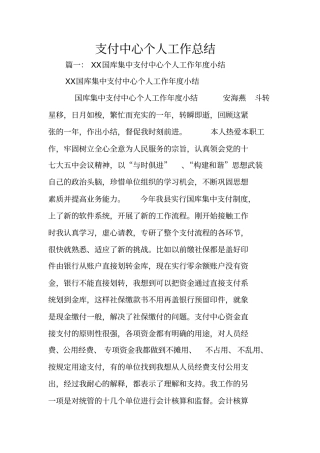 支付中心个人工作总结
