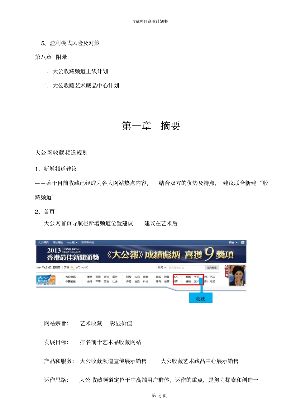 收藏项目商业计划书_第3页