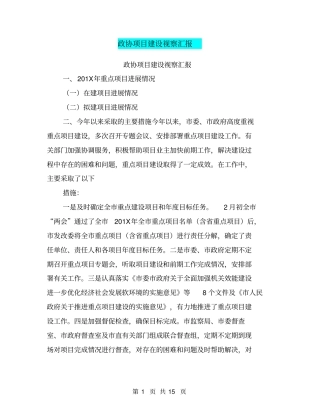 政协项目建设视察汇报