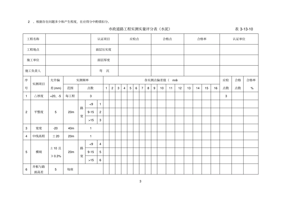 政参考资料道路外观质量评分表_第3页