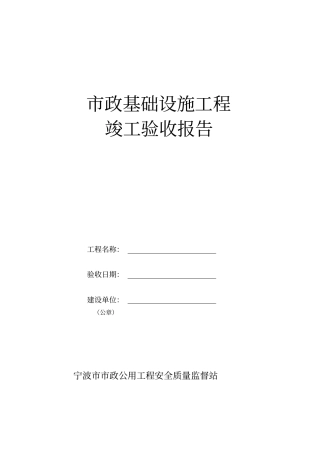 政基础设施工程竣工验收报告