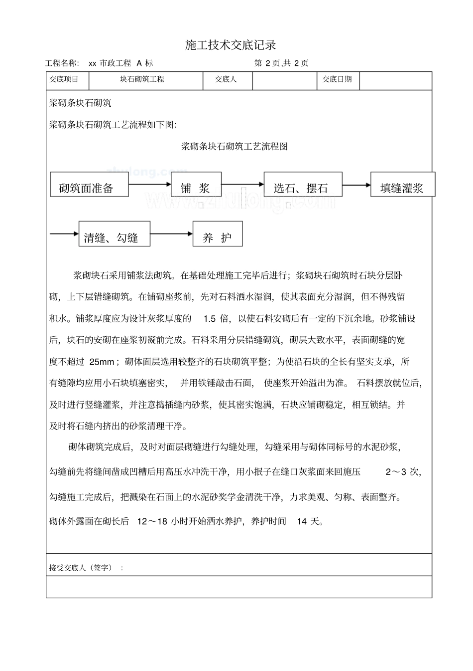 政工程块石砌筑工程施工技术交底_第2页