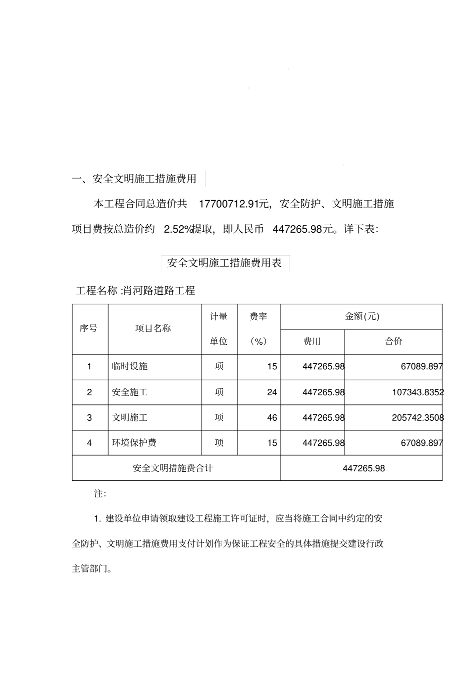 政工程安全文明施工措施费提取和使用计划_第1页