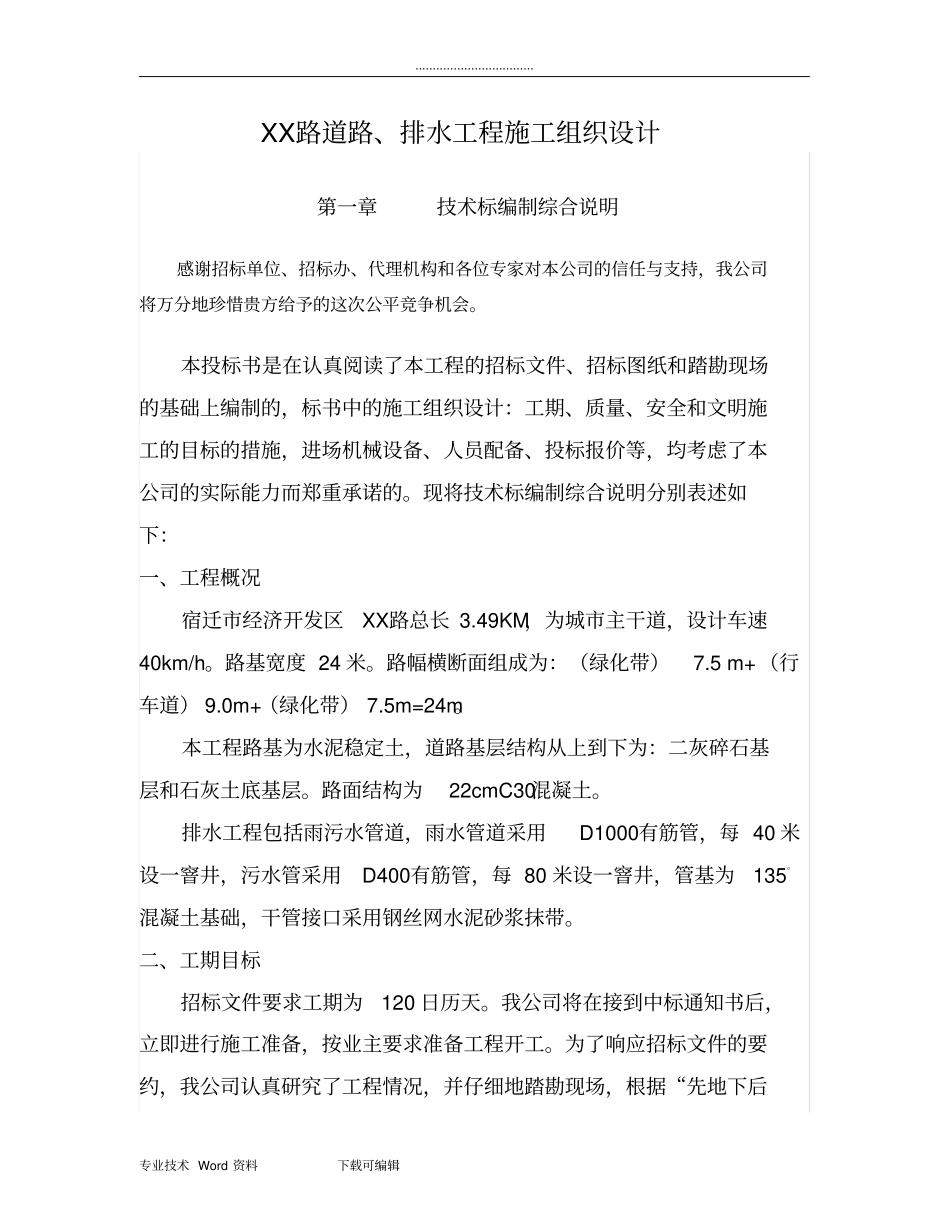 政工程道路、排水工程施工方案设计_第1页