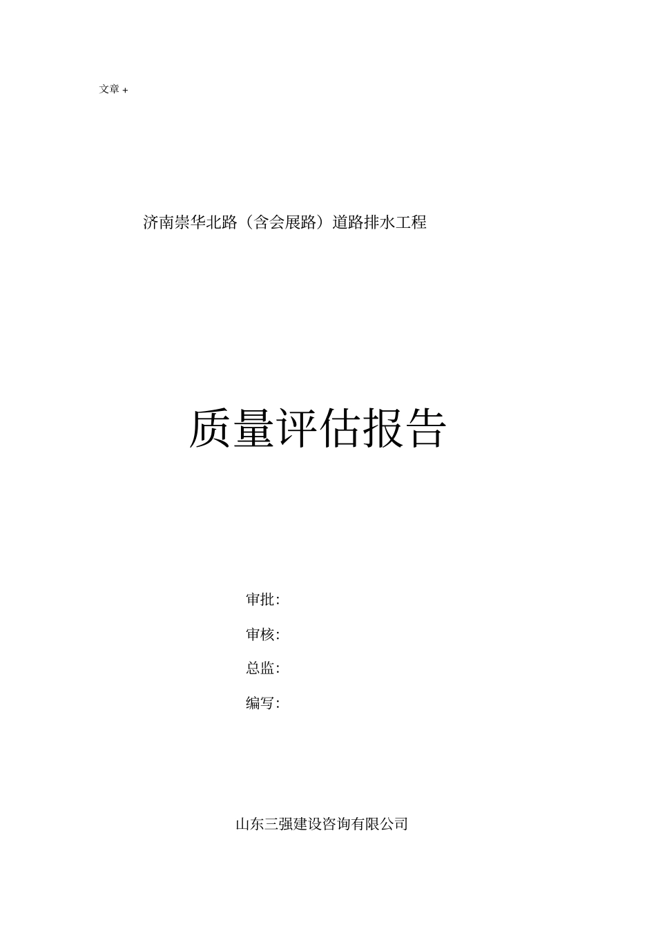 政道路雨污水工程质量评价报告_第1页