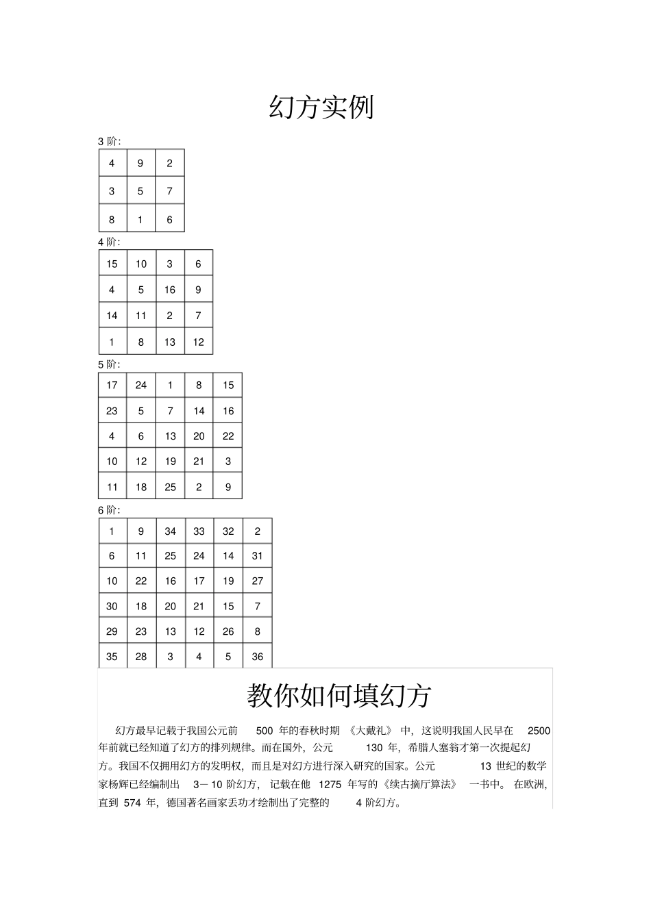 教你如何填幻方_第1页