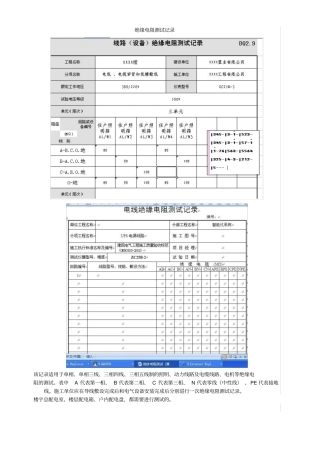 教你如何填绝缘电阻检测测验记录