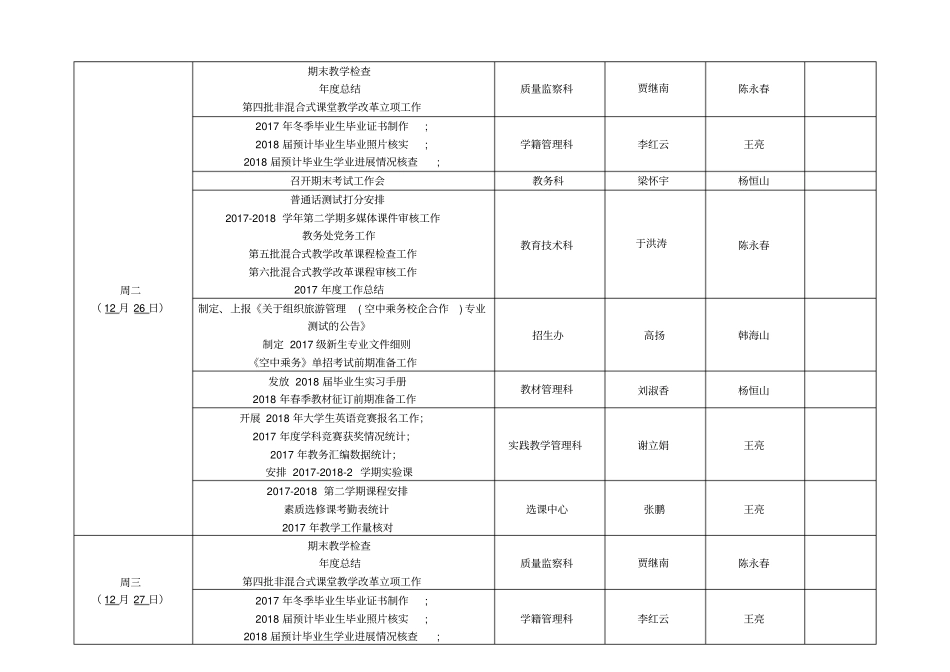 教务处室周工作计划表_第2页
