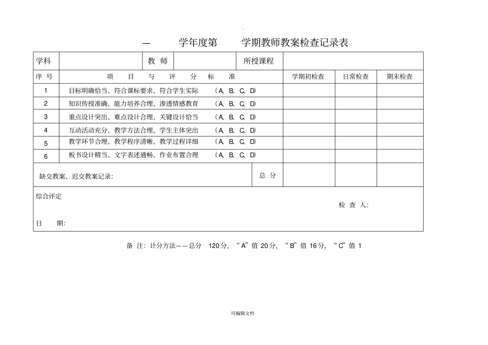 教学常规检查记录表_第1页