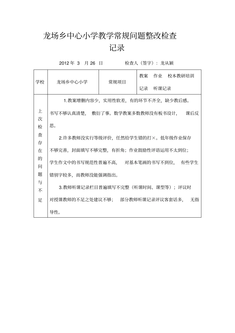 教学常规问题整改检查_第1页
