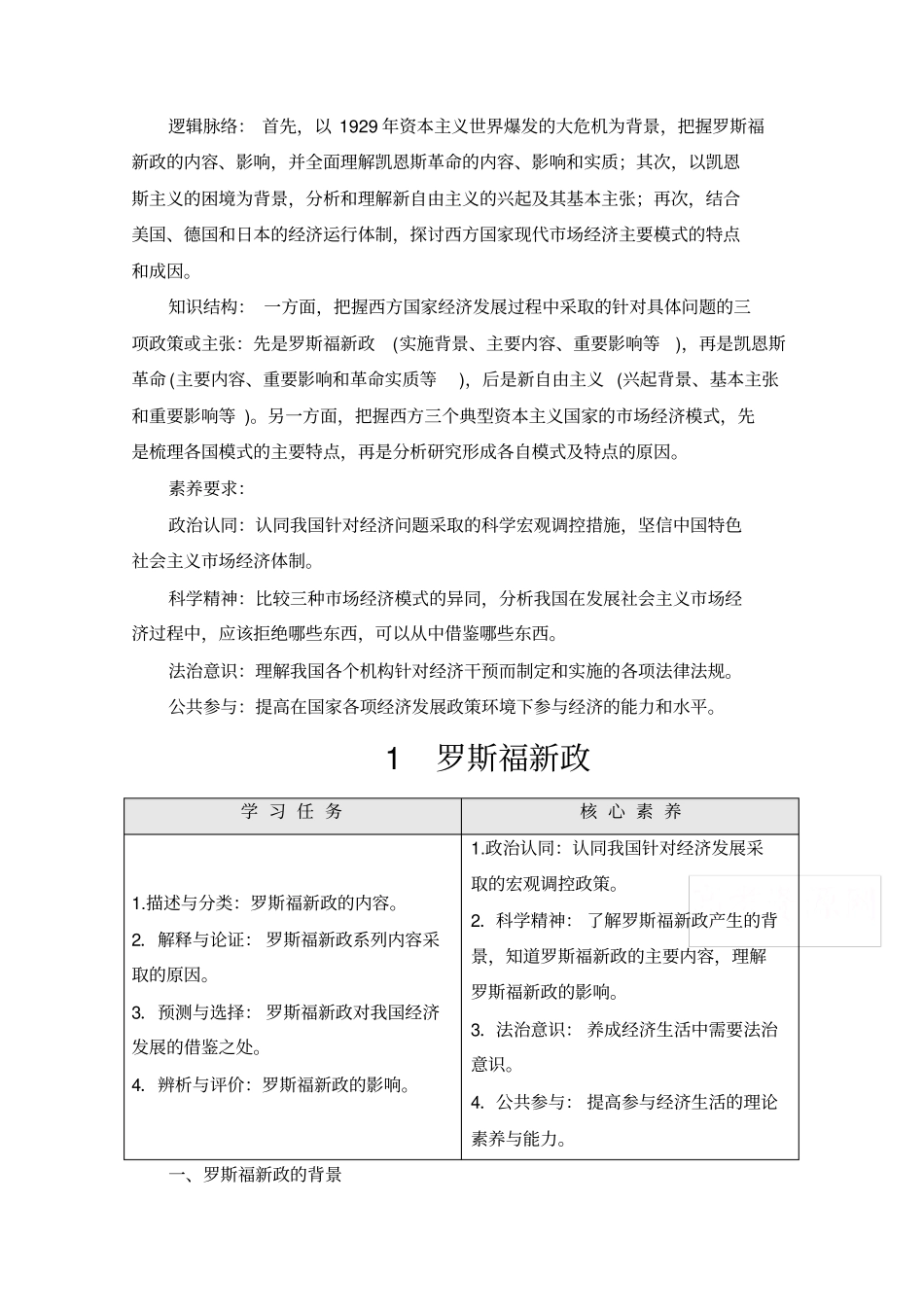 教学指导罗斯福新政版含答案_第1页