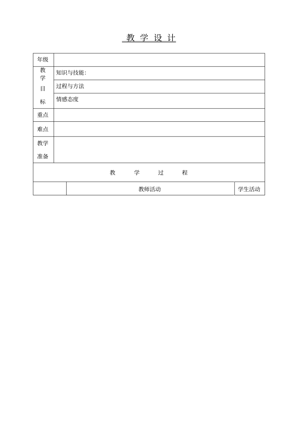 教学设计版本空白表格_第1页