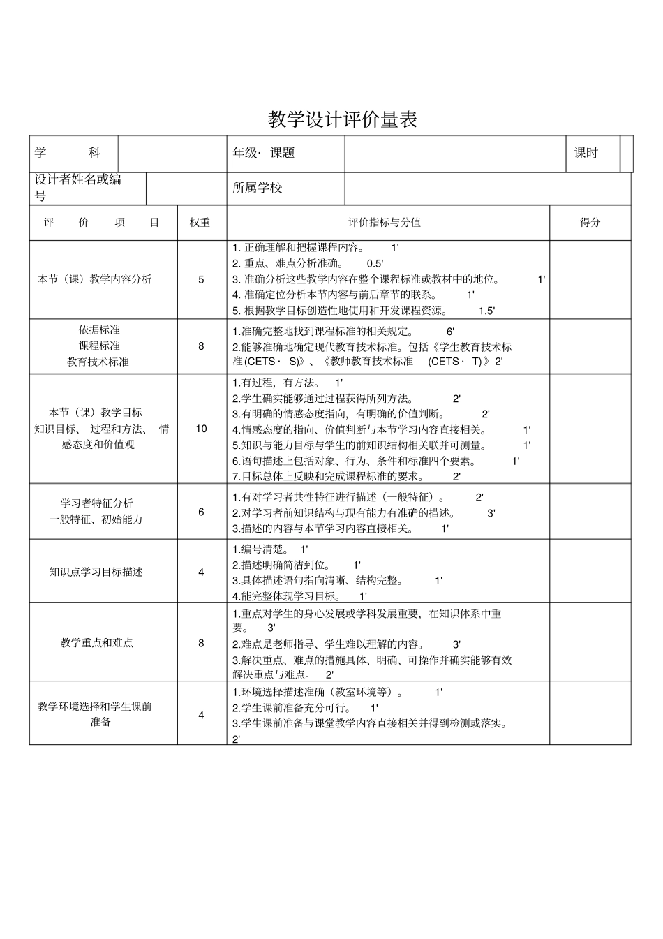 教学设计评价量表_第1页