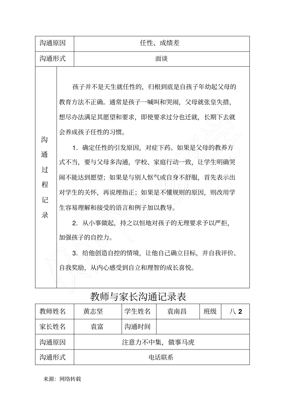 教师与家长沟通记录表_第3页