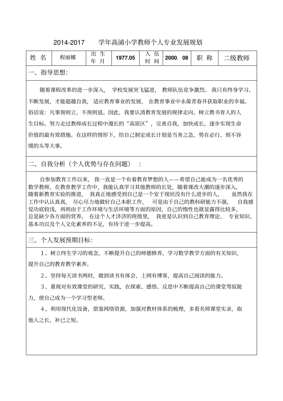 教师专业成长规划表分析_第1页