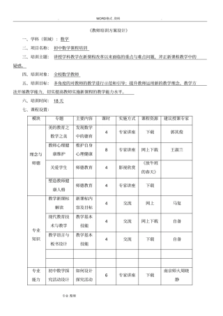 教师培训方案设计