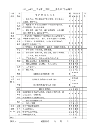 教师工作自评表综合