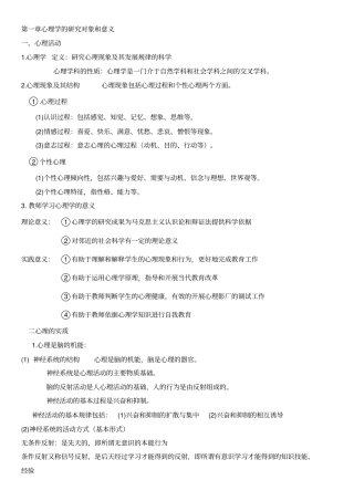 教师招聘心理学知识点汇总结合山香供参考
