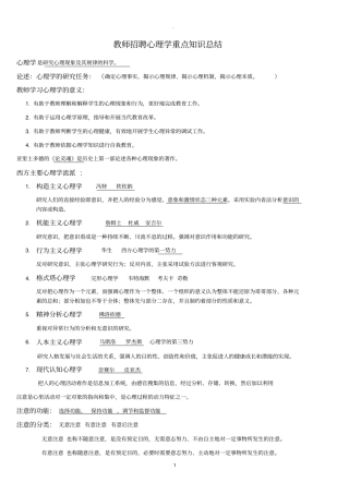 教师招聘心理学重点知识总结